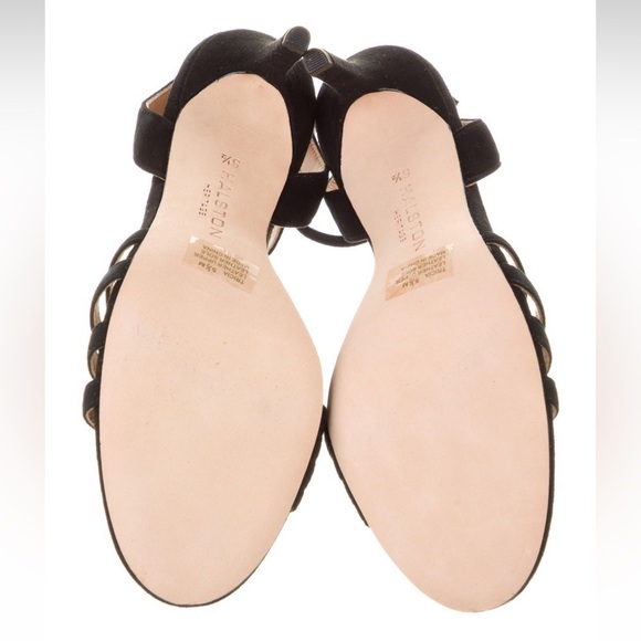 NWT. Halston Heritage Kelly Black Suede Stiletto Sandals. Brand New. Size 5.5. - Picture 5 of 8